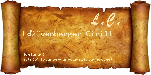 Lövenberger Cirill névjegykártya